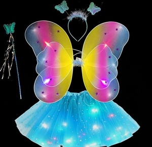Le ragazze dei bambini hanno portato le <span class=keywords><strong>ali</strong></span> di farfalla illuminate con la gonna di tutù le <span class=keywords><strong>ali</strong></span> di <span class=keywords><strong>fata</strong></span> dell'angelo Costume Set di oggetti di scena delle <span class=keywords><strong>ali</strong></span> luminose - Product Image 6