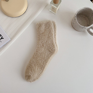 Otoño Invierno cálido elástico visón terciopelo calcetines para mujer térmico esponjoso peludo compresión piso dormir calcetines espesar felpa peluda - Product Image 6