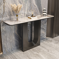 Table console moderne de luxe haut de gamme en acier inoxydable et dessus en marbre avec design durable pour salon, hall, villa