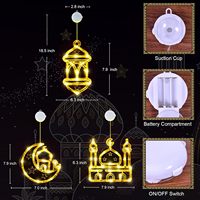 Ramadan Eid Mubarak Fenêtre Lumières À Piles Suspendus LED Lumières Blanc Chaud Lanterne Lune Mosquée Eid Mubarak Fenêtre Lumières