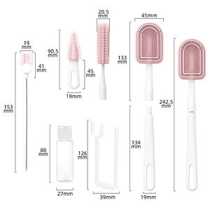 Juego de cepillos de limpieza de biberones KEAN 6 en 1, portátil, respetuoso con el medio ambiente, de silicona y plástico para uso en viajes - Product Image 5