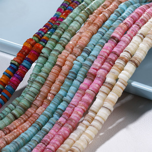 Perline Heishi in Conchiglia Tinta 6/8MM, Perline Distanziatrici Piatte Colorate, Perline Sciolte in Conchiglia Naturale per Creazione di Braccialetti, Orecchini e Gioielli Fai-da-Te - Product Image 4