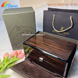 Ban đầu tùy chỉnh logo gỗ hộp đồng hồ Nhà cung cấp sang trọng màu đen hiển thị bao bì Hộp Quà Tặng bán buôn số lượng lớn - Product Image 5