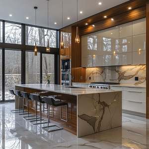 Armoires de cuisine modulaires sur mesure haut de gamme en granit artificiel pour la rénovation de villas et d'appartements de luxe - Solutions sur mesure en ligne - Product Image 1