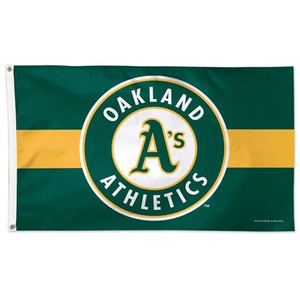 ธงทีม MLB โรงงานจีนขายส่ง ธงพิมพ์สองด้านขนาด 3x5 ฟุต ธงกลางแจ้งทีมโอ๊คแลนด์ แอธเลติกส์ พร้อมห่วงโลหะ 2 จุด - Product Image 4