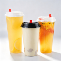 Gobelets jetables en PP rigide transparent givré, biodégradables, pour thé à bulles et smoothies, avec logo personnalisé, 16 oz, 24 oz, avec couvercles