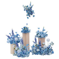 Nouvel ensemble floral artificiel en soie bleue pour la décoration de mariage, la mise en scène de bienvenue et les accessoires de photographie