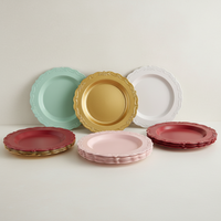 Vente en gros d'usine, assiettes jetables de luxe écologiques, grandes, 10 pouces, en PP, avec bord en dentelle, moulage personnalisé, vaisselle de service pour les fêtes