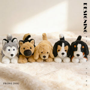 Peluche de Perro en Posición Acostada, Simulación Realista de Pastor Alemán, Golden Retriever, Beagle, Berner Sennenhund, Husky, Animal de Peluche Suave, Regalo - Product Image 1