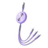 Cable de Datos Retráctil 3 en 1 de Carga Rápida, 100W PD USB/Tipo-C/Micro, 480Mbps, Material TPE, para Teléfono Móvil