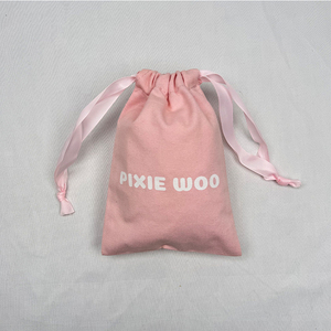 Pochette en toile rose recyclable, sac en coton écologique avec cordon de serrage pour la protection contre la poussière - Product Image 4