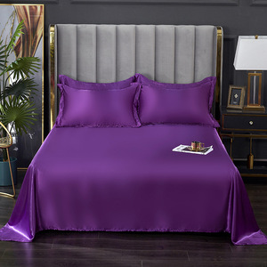 Drap plat Sabana personnalisé en soie glacée lavée, couleur unie, pour l'été, tailles King et Queen, idéal pour la maison et l'hôtel, doux pour la peau, pour lit double - Product Image 3