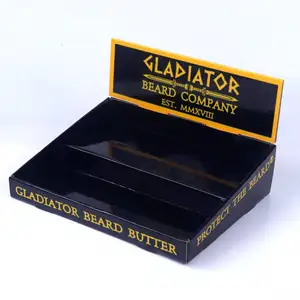 Custom logo men beard butter beard balm packaging PDQ display box bottles step displays personal care counter cardboard display