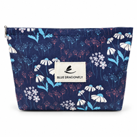 Tas Kosmetik Kertas Kraft Floral yang Dapat Dicuci, Kapasitas Besar, Kantong Makeup dengan Ritsleting, Organizer Perlengkapan Mandi untuk Perjalanan Wanita