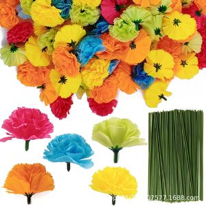 Fleurs artificielles de souci, œillets et lilas en soie de 6 cm pour décorations DIY de fêtes et du Jour des Morts - Product Image 3