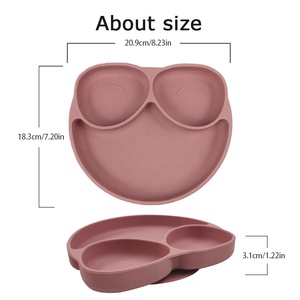 Bol double en Silicone avec aspiration, produit de qualité alimentaire pour tout-petits, couleur et Logo personnalisés, <span class=keywords><strong>vaisselle</strong></span> de table, assiette d'alimentation, 1 pièce - Product Image 4