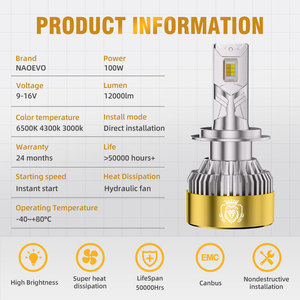 NAOEVO 높은 브랜드 품질 H1 H3 H4 H7 <span class=keywords><strong>H11</strong></span> 9004 9005 9006 9007 S4 300W 자동차 크세논 헤드 라이트 전구 조명 자동차 H4 주도 헤드 라이트 - Product Image 6