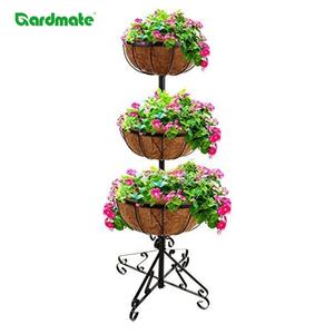 Fontaine à fleurs à <span class=keywords><strong>3</strong></span> niveaux avec revêtement en coco Décor de jardin extérieur pour jardin Patio Entrée Jardinière Pot à plantes Support de baignoire Fontaine à fleurs - Product Image 1