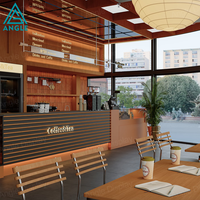 Kiosque à café moderne en bois MDF avec éclairage LED et comptoir de présentation pour centre commercial, mini-boutique de café
