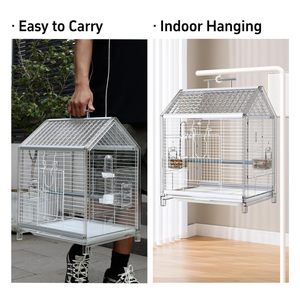 Cage à oiseaux de 20.5 pouces pour animaux de compagnie Cage à perroquet Cage à oiseaux portable dans la clinique pour animaux de compagnie de voiture pour petits oiseaux moyens - Product Image 6