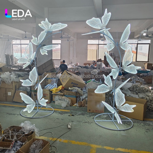 LEDA LED Wedding Aisle <b>Backdrop</b> Decoration White Butterfly Light Arch <b>Stand</b> Illuminated Butterfly Wing Prop for Party Stage - Product Image 2