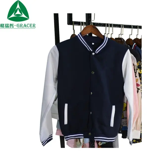 Fair europe second hand clothes used woman satin jacket baseball clothes