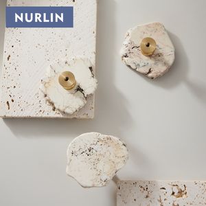NURLIN 天然ホワイトターコイズ 大理石 真鍮製 キャビネット 引き出し ドアハンドル ノブ 壁掛けフック - Product Image 3