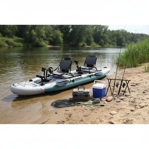 Kayak <span class=keywords><strong>Inflable</strong></span> de 4.2 m con Sistema de Propulsión de Pedales de Doble Hélice, Asientos Dobles para Pesca, Canoa de PVC para 2 Personas - Product Image 2