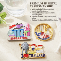 Aimant de réfrigérateur en métal souvenir promotionnel de haute qualité en alliage de zinc, avec émail souple en relief 3D, représentant un monument touristique de la ville