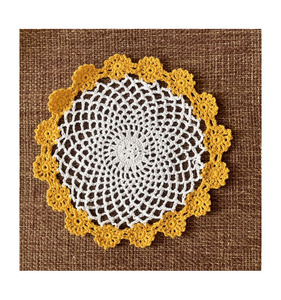 Posavasos Redondo <span class=keywords><strong>de</strong></span> Encaje <span class=keywords><strong>de</strong></span> Algodón Hecho a Mano en Dos Tonos, Mantel Individual <span class=keywords><strong>de</strong></span> Encaje, Salvamanteles <span class=keywords><strong>de</strong></span> Ganchillo, Portavasos - Product Image 3