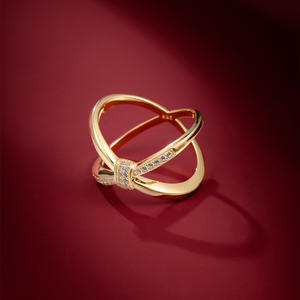 Anello Trendy con Nodo, Gioiello Placcato Oro con Zirconia Cubica, Anello Eternity, Anello di Fidanzamento e Matrimonio in Argento Sterling 925 - Product Image 5