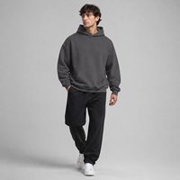 Sweat à capuche personnalisé avec impression arrière, motif statue, coupe oversize, grammage lourd, gris anthracite, épaules tombantes, poche kangourou, style streetwear, vente en gros