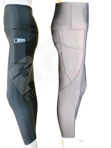 Mallas deportivas de cintura alta para mujer, pantalones con cierre de cintura elástica con bolsillos de entrenamiento y estampado de retazos - Product Image 2