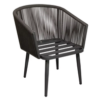 Ensemble de salle à manger moderne pour jardin et patio extérieur, table et chaises en aluminium thermolaqué, couleur personnalisable, détails en corde, élégant pour l'extérieur