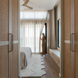 Modern Vertical Striped Tulle <b>Light</b> and Translucent Pleated Grommet <b>Shade</b> for Window Home Office Hospital Hotel Cafe - Product Image 3