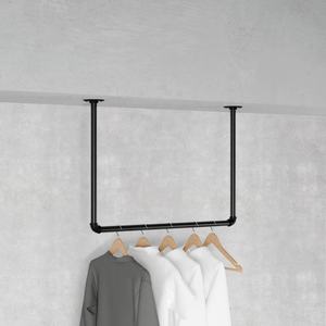 Porte-vêtements mural en tuyau de fer robuste, gain de place, barre de placard et barre à vêtements pour système de suspension de vêtements - Product Image 1