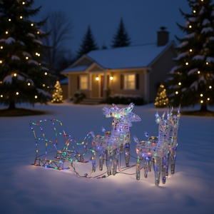 Decorazione Natalizia Gonfiabile da Esterno in Acrilico a Forma di Renna e Slitta 110.2 X 11 X 21.7 per Giardino - Product Image 2