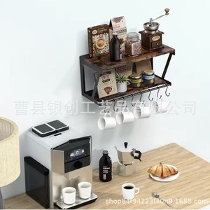 Wooden Wall Mounted Storage <b>Shelf</b> 2 Tier With <b>Hooks</b> For Bedroom Living Room Decoration - Product Image 5
