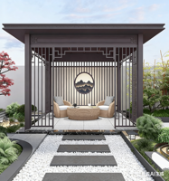 Pabellón de Estilo Chino, Pérgola, Gazebo, Sala de Té, Aislado, Insonorizado, Impermeable, Resistente a la Corrosión, de Aluminio