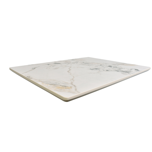 Modern Commercial Outdoor Restaurant bar Sintered Stone Glossy White Marble Dining Table Top Set