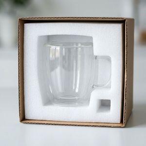 Tazza da <span class=keywords><strong>Caffè</strong></span> in <span class=keywords><strong>Vetro</strong></span> a Doppia Parete Isolante, Resistente al Calore, Trasparente, con Manico per Latte, Cappuccino, Tè, Succo, 80-650ml - Product Image 5