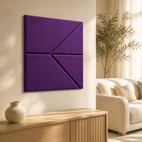 Autocollants muraux décoratifs en feutre PET texturé violet moderne pour salon, chambre à coucher, chambre d'enfant, bureau à domicile