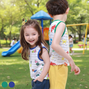 T-shirt d'été sans manches imprimé respirant de style coréen OZKIZ pour enfants unisexes de 2 à 7 ans – Vente en gros, tendance - Product Image 2