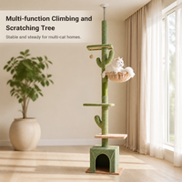 En gros Arbre à chat écologique en forme de cactus, tour pour chat du sol au plafond, avec niche pour chat, griffoir multi-niveaux, emballage en carton
