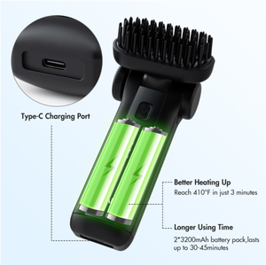 Logotipo personalizado HASTA 38MIN + TIEMPO USO Alisador <span class=keywords><strong>de</strong></span> pelo o barba giratorio inalámbrico Cepillo calentado inalámbrico Tipo-c portátil - Product Image 2