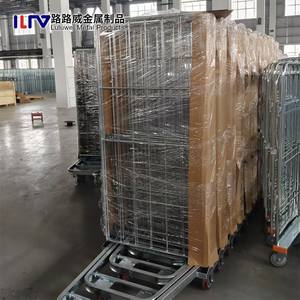 Warehouse Wire Mesh Storage Cage with <strong>Wheels</strong> Foldable Steel Logistic Trolley - Product Image 5