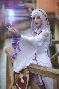 Ainizi Long Straight Silver White Color Re:<strong>Zero</strong> Series Character of Emilia <strong>Cosplay</strong> Wigs for Girls - Product Image 2