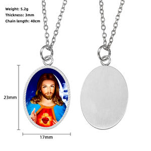 GIVELUCK Ciondolo a Cuore di Gesù in Acciaio Inossidabile per Donna, Regalo Religioso per Matrimonio, Fidanzamento, Anniversario - Product Image 2