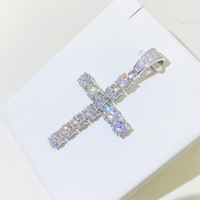 Haute qualité Hip Hop rappeur bijoux fins en argent Sterling 925 entièrement glacé VVS Moissanite croix pendentif à breloque pour hommes