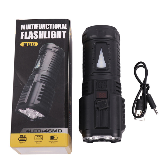 High Brightness Seven-Core ABS Flashlight Hot Selling Rechargeable LED with Strong Light Type-C USB Charging
